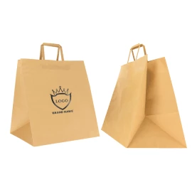 Customized 36X30X36 CM 36X30X36 CM | PAPER SAFARI BAG WIDE BOTTOM| FLEXO PRINTING IN ONE COLOR ON 2 SIDES | KRAFT PAPER WHITE...