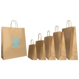 Customized 22x10x29 22x10x29 CM | PAPER BAG SAFARI | FLEXO PRINTING IN ONE COLOR ON PRE-DEFINED AREAS ON BOTH SIDES