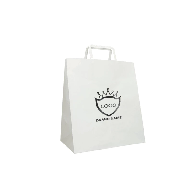 Customized 28x17x32 CM 28x17x32 CM | BOX PAPER BAG| FLEXO PRINTING IN ONE COLOR ON PRE-DEFINED AREAS ON BOTH SIDES