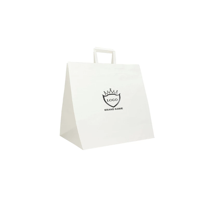 Customized 40X35X35 CM 40X35X35 CM | PAPER BOX BAG | FLEXO PRINTING IN ONE COLOR ON 2 SIDES | KRAFT PAPER WHITE/NATURAL