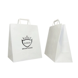SAC BOX KRAFT BLANC AVEC POIGNÉES PLATES - Box | Centuryprint